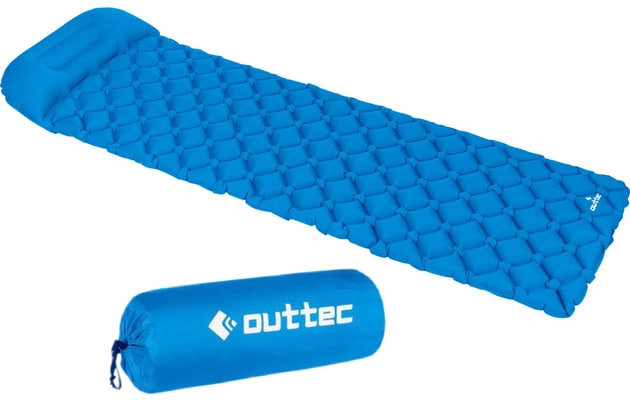 Акція на Надувной коврик Outtec с подушкой соты голубой 195х55х5 см (5907766664727) від Stylus