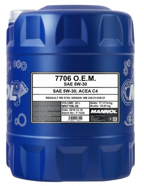 Акция на Моторна олива Mannol O.E.M. 5W-30 Acea C4 20л (MN770620) от Y.UA