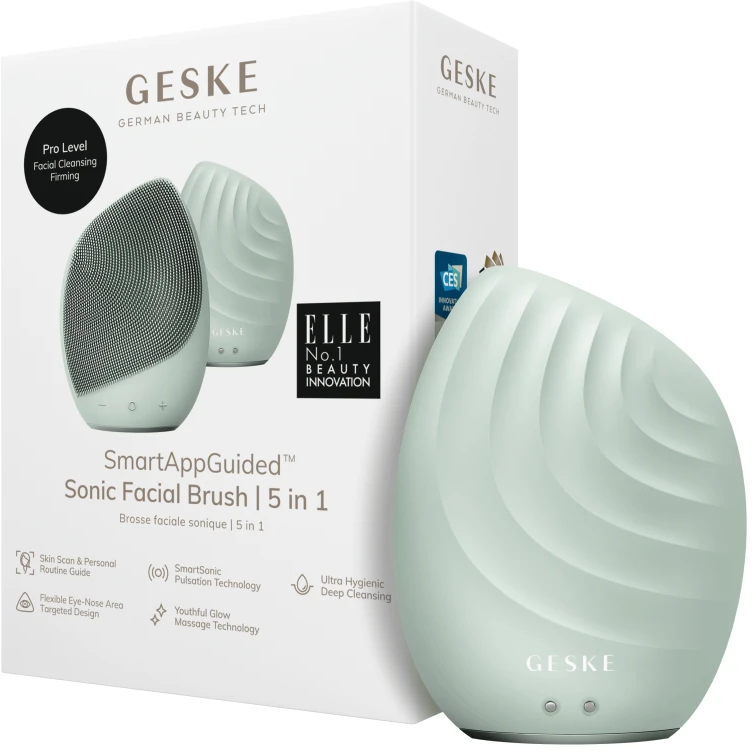 Акція на Электронная ультразвуковая щетка для лица Geske Sonic Facial Brush 5в1 green від Stylus