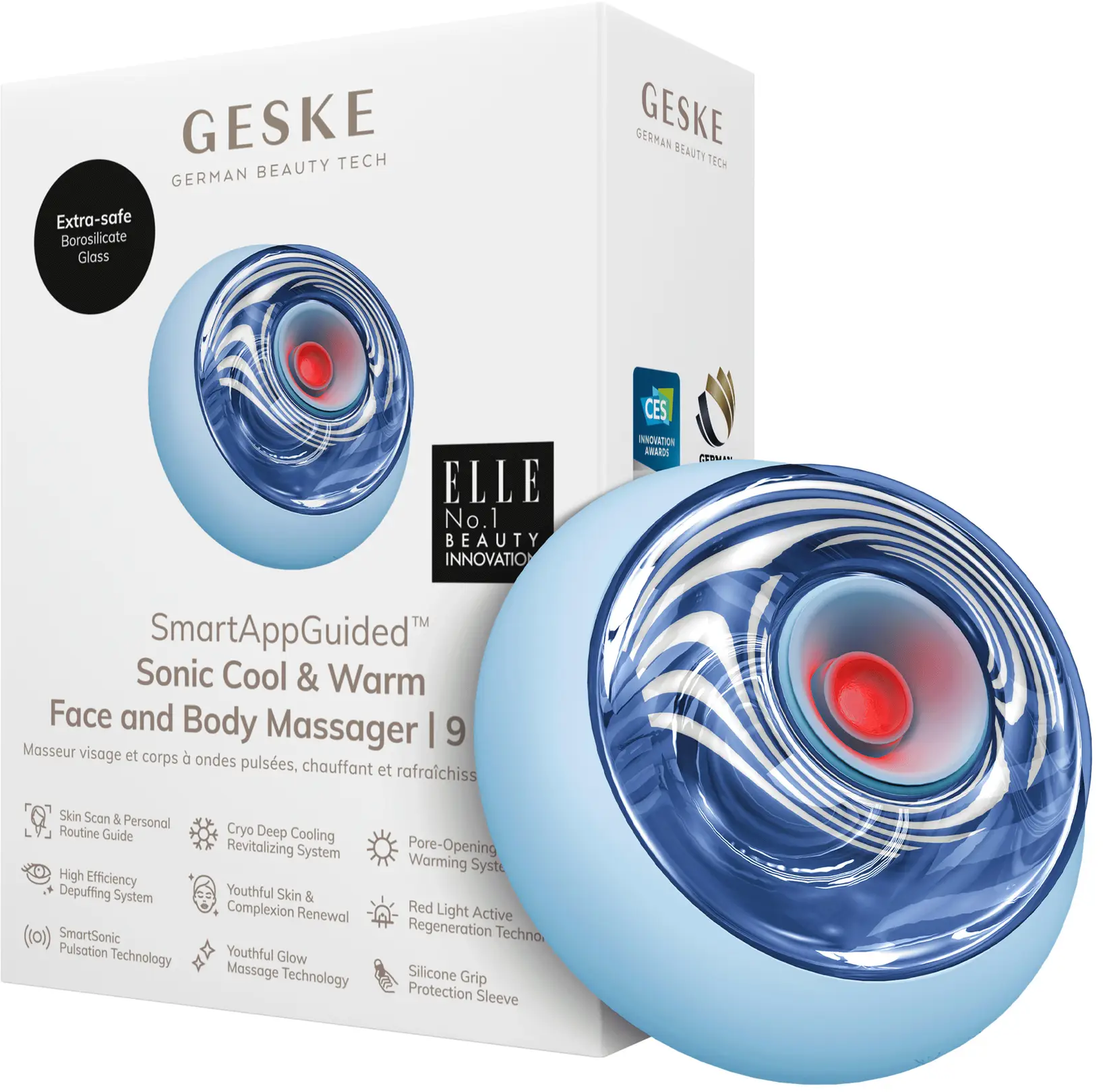 Акція на Geske Sonic Cool&Warm Face and Body Massager 9в1 aquamarine від Stylus