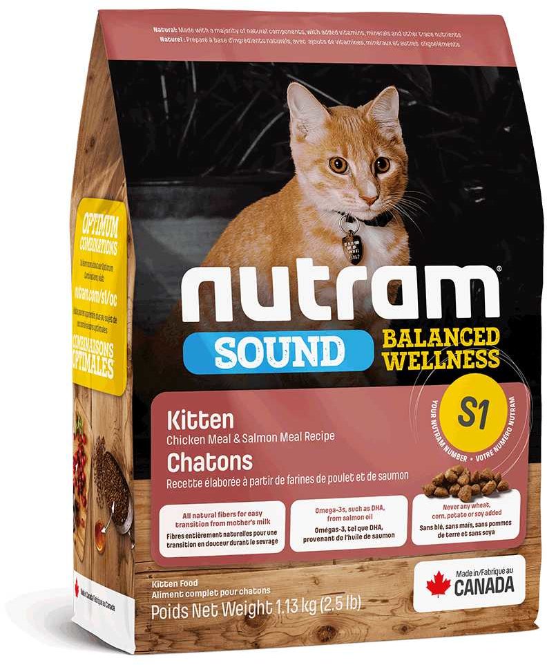 Акція на Сухий корм Nutram Sound Bw S1 для кошенят з куркою та лососем 1.13 кг (S1_(1,13kg) від Y.UA