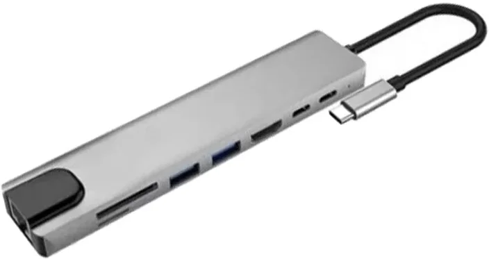 Акція на Xoko USB-C to RJ45+HDMI+2xUSB3.0+TF+SD+PD+USB-C (XK-AC550-SL) від Stylus