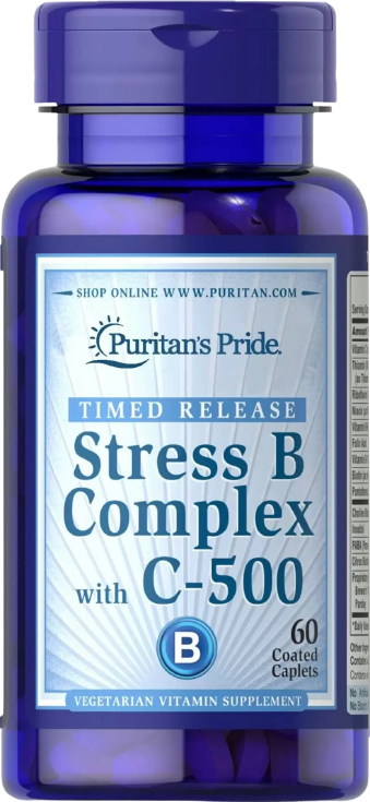 

Puritan's Pride Stress Vitamin B-Complex with Vitamin C-500 Timed Release Комплекс вітамінів В і С 60 капсул