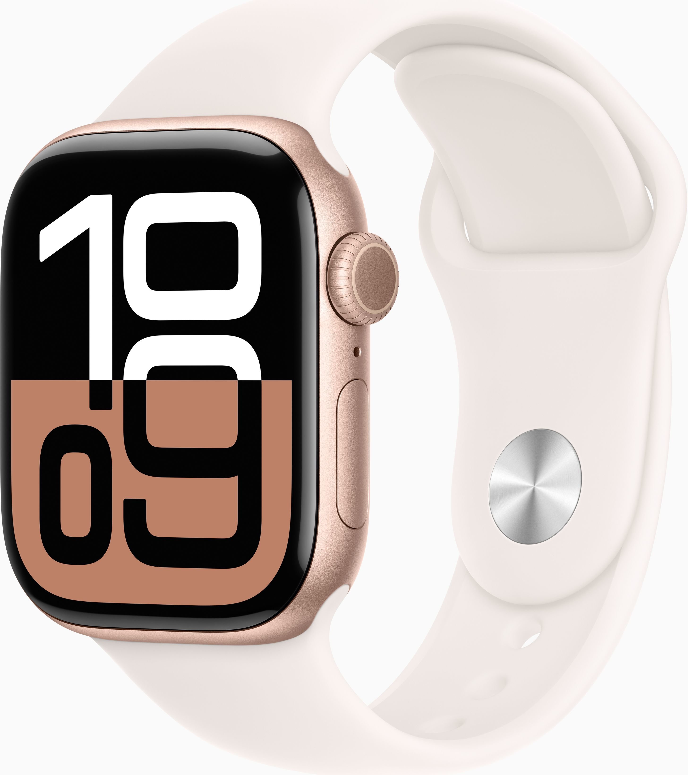 Акція на Apple Watch Series 10 42mm Gps Rose Gold Aluminum Case with Light Blush Sport Band - S/M (MWWH3) від Stylus