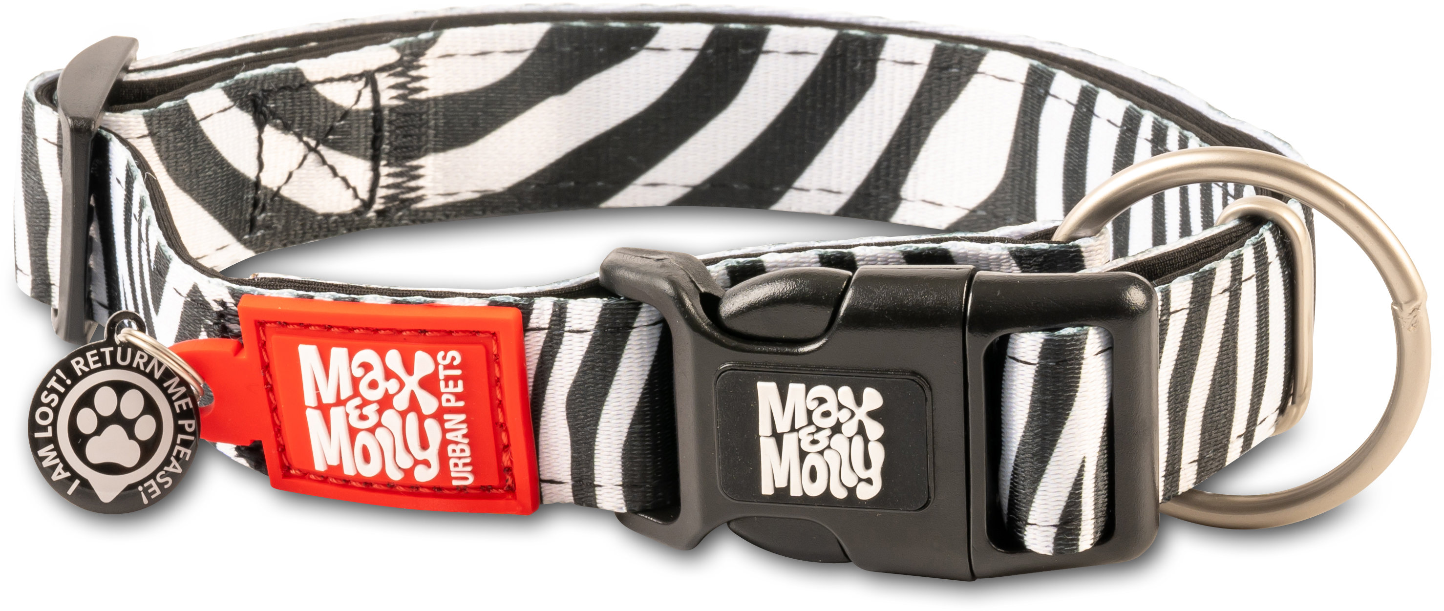 Акція на Ошейник Max & Molly Urban Pets Smart Id Collar - Zebra/M с принтом Зебра (4897039633561) від Stylus