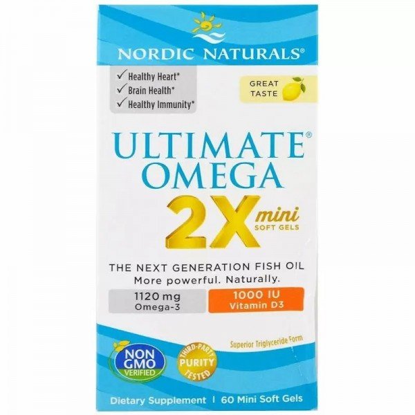 Акція на Nordic Naturals Ultimate Omega 2X mini 1120 mg Рыбий жир мини с витамином D со вкусом лимона 60 капсул від Stylus