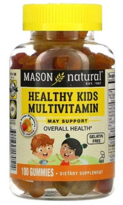 

Mason Natural Kids Multivitamin Мультивитамины для детей, вкус ананаса, апельсина и клубники 100 жевательных конфет