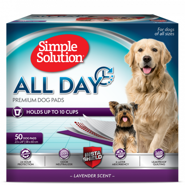 Акція на Пеленки для собак Simple Solution All Day Premium Dog Pads с ароматом лаванды 58x60 см 50 шт. (ss10242) від Stylus