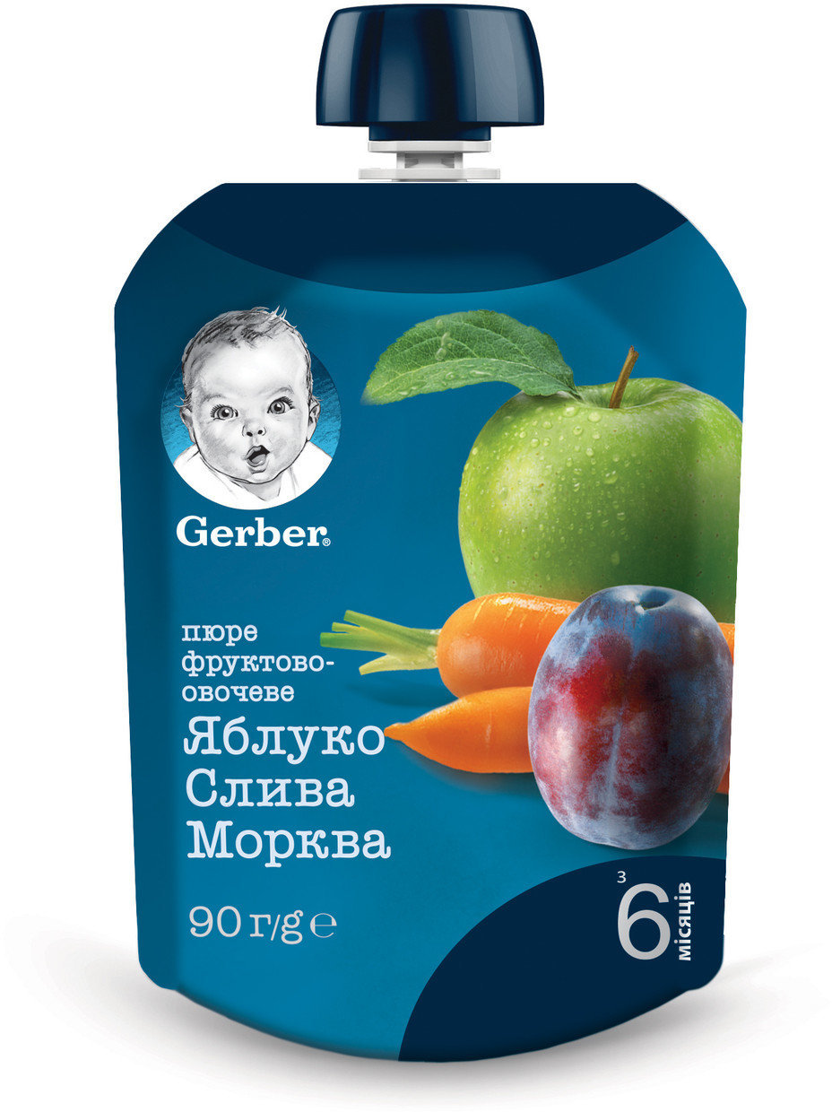 

Пюре Gerber яблоко, слива и морковь 90 г (1227027)