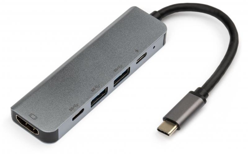 Акція на Vinga Adapter USB-C to 2xUSB-C + Hdmi + 2xUSB Grey (VCPHTC5AL) від Y.UA