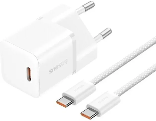 Акція на Baseus USB-C Wall Charger GaN5 mini 1C 20W with USB-C Cable White (P10110900213-01) від Stylus