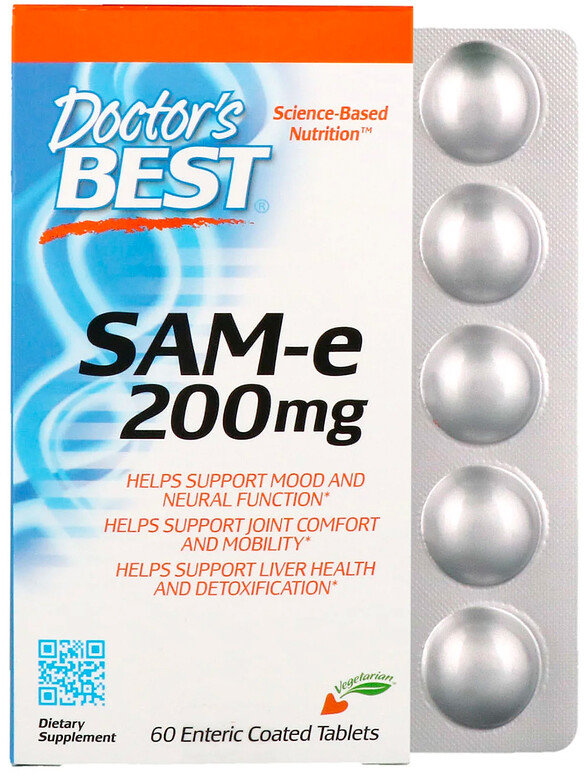 Акція на Doctor's Best, SAM-e, 200 mg, 60 Enteric Coated Tablets (DRB-00206) від Stylus