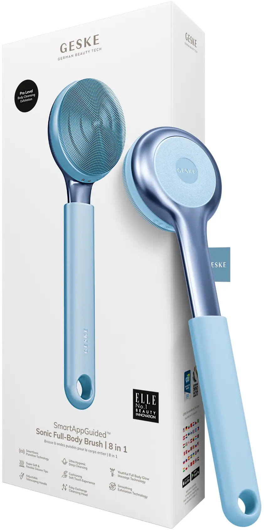 Акція на Ультразвуковая щетка для всего тела Geske Sonic Full-Body Brush&Intensive Exfoliator 8в1 aquamarine від Stylus