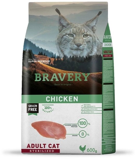 Акція на Сухий корм Bravery Chicken Adult Cat Sterilized для дорослих стерилізованих котів з куркою 600 гр (7685 Br Chic STER_ 600 GR) від Y.UA