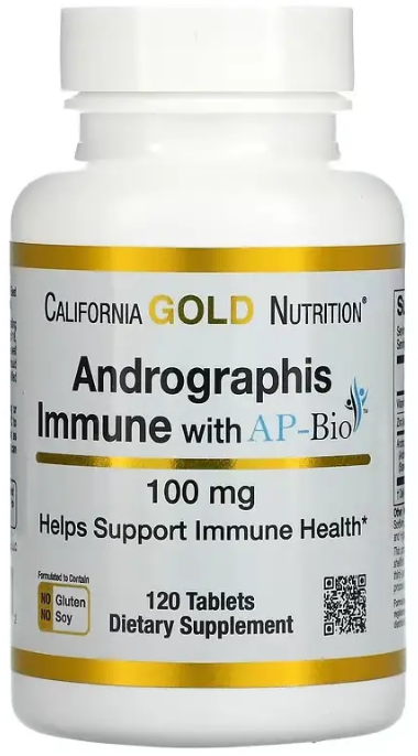 

California Gold Nutrition AP-Bio Добавка для зміцнення імунітету на основі андрографісу з екстрактом 100 мг 120 таблеток