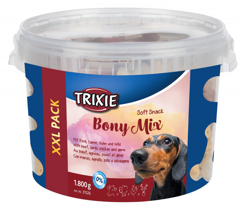 Акція на Лакомство для собак Trixie Soft Snack Bony Mix Xxl Pack микс мяса 1800 г (4011905315263) від Stylus