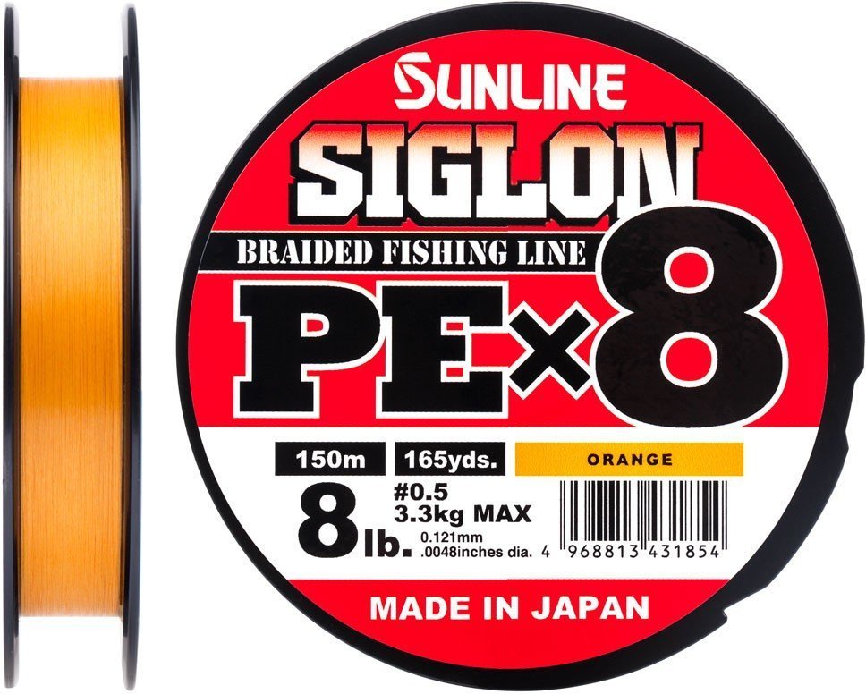 

Шнур Sunline Siglon Pe х8 150м, #0.5/0.121мм, 8lb/3.3кг, оранжевый (1658.09.86)