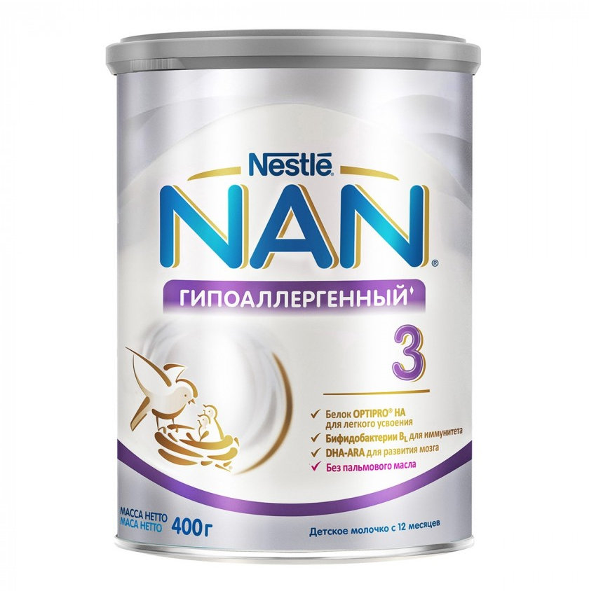 

Детская смесь Nestle Nan 3 Гипоаллергенный +12 мес. 400 г (1000238)