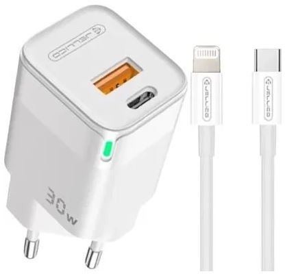 

Jellico Wall Charger C44 USB+USB-C 30W White with USB-C to Lightning Cable