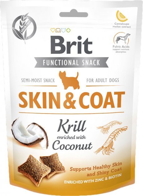 

Лакомство Brit Care Skin&Coat для собак, криль с кокосом 150 г (8595602539963)