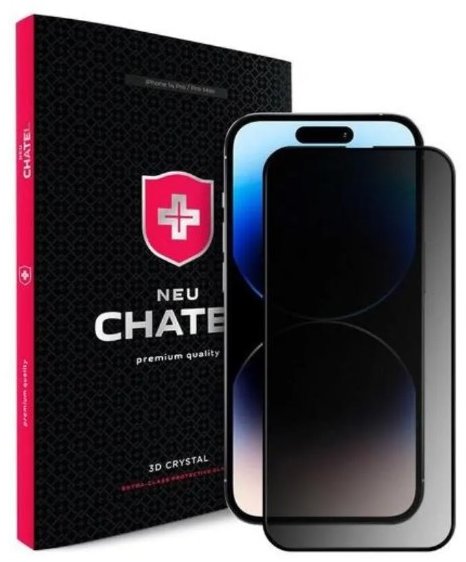 

Chatel +NEU Full 2.5D Silk Narrow Border Anti-Peep Privacy with Mesh Front Black for iPhone 14 Pro