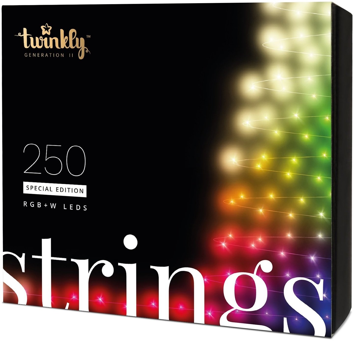 

Smart Led Гірлянда Twinkly Strings Rgbw 250_ Bt + WiFi_ Gen II_ IP44_ кабель чорний