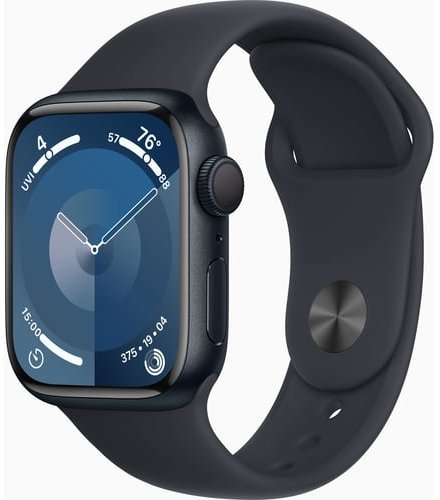 Акція на Apple Watch Series 9 41mm Gps Midnight Aluminum Case with Midnight Sport Band - S/M (MR8W3) від Stylus