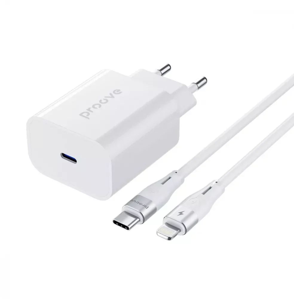 Акція на Proove Wall Charger USB-C Rapid 20W White with Lightning Cable (WCRP20012102) від Stylus