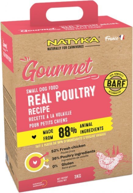 

Полувлажный корм Natyka Gourmet Adult Real Poultry для собак мелких пород с птицей 3 кг (5430001795073)