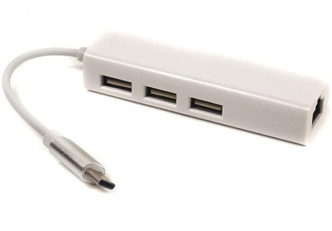 Акція на PowerPlant Adapter USB-C to 3xUSB2.0+RJ45 (CA910397) від Stylus