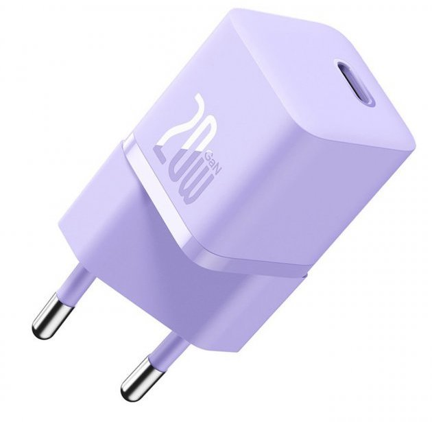 Акція на Baseus USB-C Wall Charger GaN5 mini 1C 20W Purple (CCGN050105) від Stylus