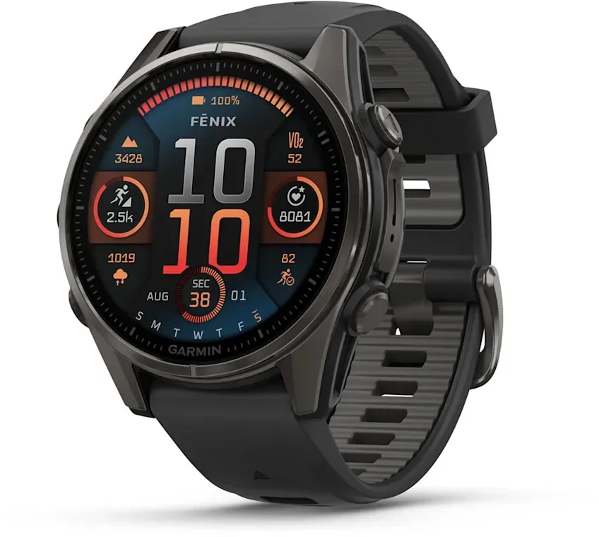 

Garmin Fenix 8 Amoled 43mm Sapphire Carbon Grey Dlc with Black/Pebble Grey Silicone Band (010-02903-21)