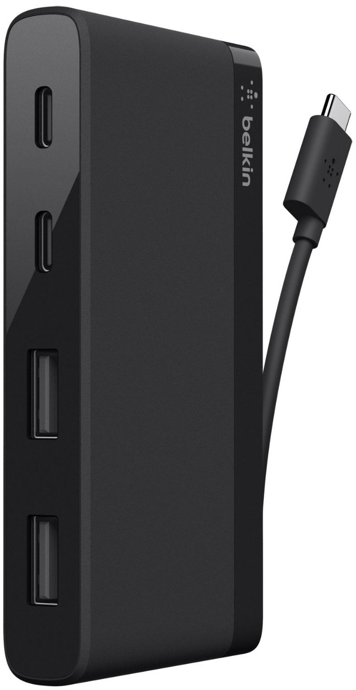 Акція на Belkin Travel Hub USB-C to 2xUSB-C+2xUSB 3.0 Black (F4U090btBLK) від Stylus