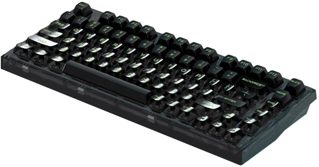 

Fl Esports Q75 Sam Black Transparent Body Dark Ice keycap Kailh Mx Cool Mint бездротовий Three-Mode