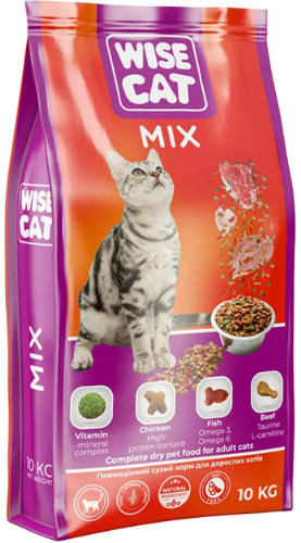 Акція на Сухой корм Wise Cat 10 кг Mix - Микс для взрослых кошек 10 кг (4820111141302) від Stylus