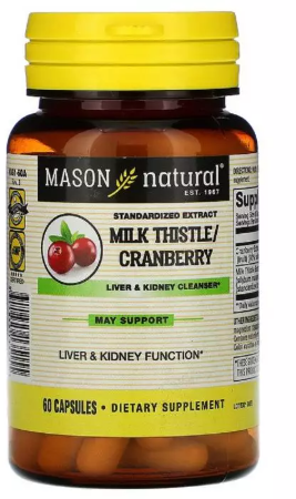 

Mason Natural Milk Thistle & Cranberry Очищаючий комплекс для печінки та нирок 60 капсул