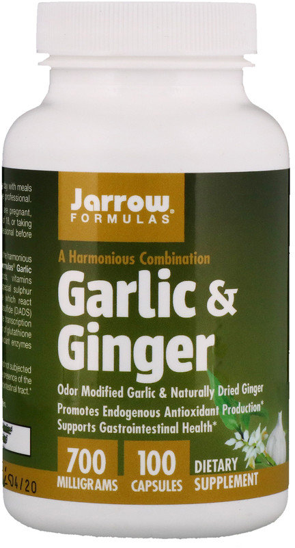 

Jarrow Formulas Garlic & Ginger, Часник і Імбир 700 mg, 100 Capsules (JRW14012)