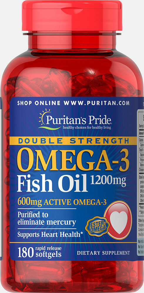 Акція на Puritan's Pride Double Strength Omega-3 Fish Oil 1200 mg/600 mg Omega-3 180 Softgels від Stylus
