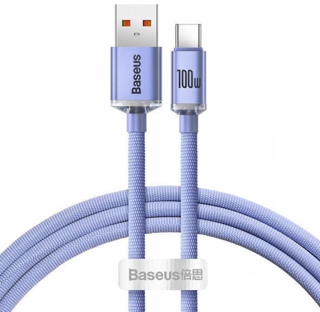 Акція на Baseus Usb Cable to USB-C Crystal Shine Series 100W 1.2m Purple (CAJY000405) від Stylus