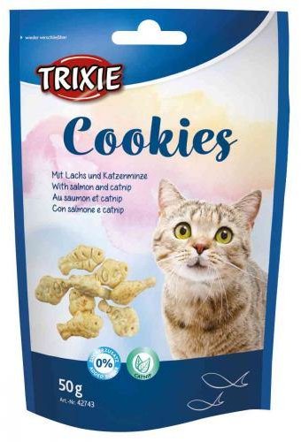 

Лакомство для кошек Trixie Cookies Печенье с лососем и кошачьей мятой 50 г (4011905427430)