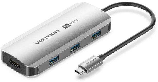 Акція на Vention Adapter USB-C to HDMI+3xUSB3.0+PD 100W (TQDHB) від Stylus