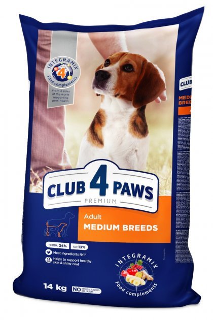 Акція на Сухий корм Club 4 Paws Premium Adult для собак середніх порід 14 кг (4820083909719) від Y.UA