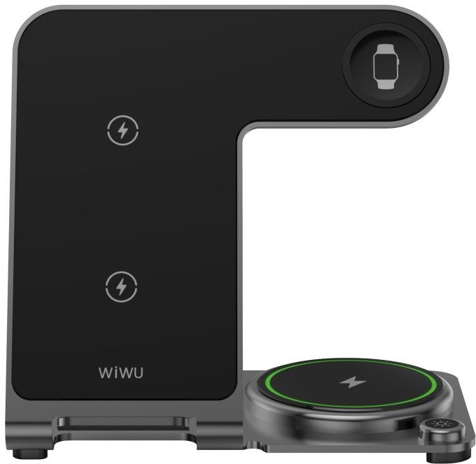 Акція на Wiwu Wireless Charger Power Air 3 in 1 Wi-W005 15W Black для Apple iPhone, Apple Watch and Apple AirPods від Y.UA