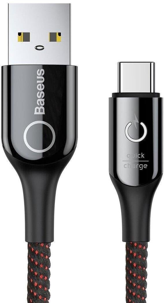 

Baseus Usb Cable to USB-C Shaped Light Intelligent Power-Off QC3.0 3A 1m Black (CATCD-01)