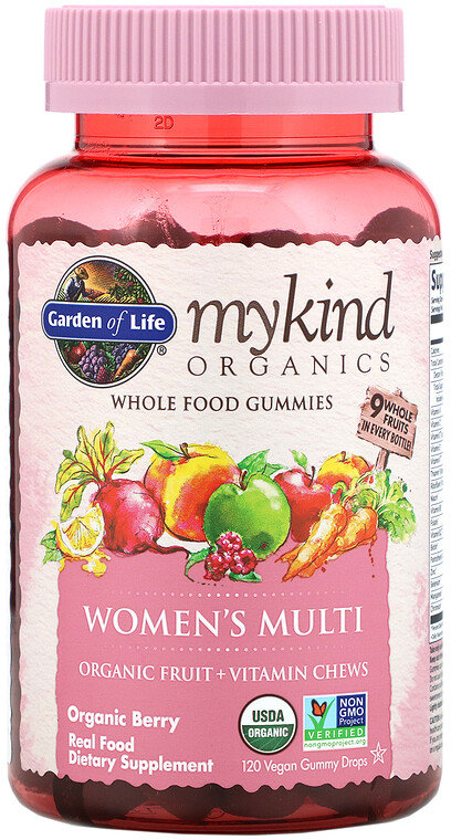 

Garden of Life MyKind Organics Органические мультивитамины для женщин со вкусом ягод 120 жевательных конфет