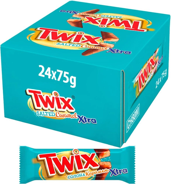 

Упаковка батончиків Twix Xtra із солоною карамеллю 24х75 г (УП5000159528887)