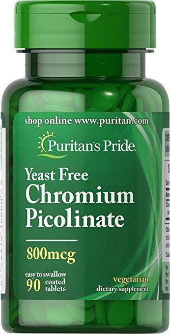 

Puritan's Pride Chromium Picolinate 800mcg Yeast Free 90tabl