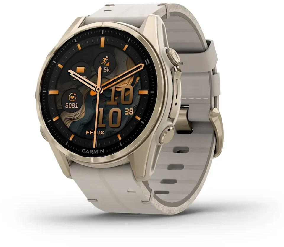 Акція на Garmin Fenix 8 Amoled 43mm Sapphire Soft Gold with Limestone Leather Band (010-02903-40) від Y.UA