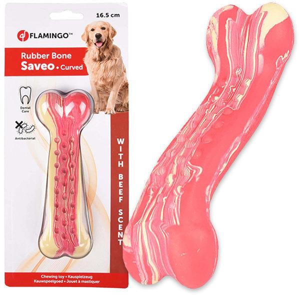 

Игрушка Flamingo Rubber Saveo Curved Bone Beef изогнутая кость для собак, вкус говядины 16.5х5.5 см (54147)