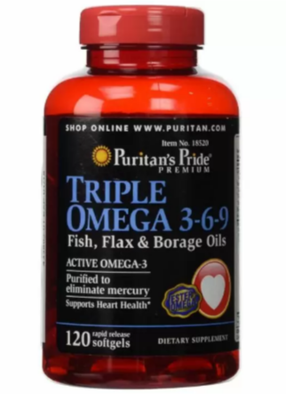 Акція на Puritan's Pride Triple Omega 3-6-9, Омега 3-6-9 масло льна огуречника и рыбы 120 гелевых капсул від Stylus